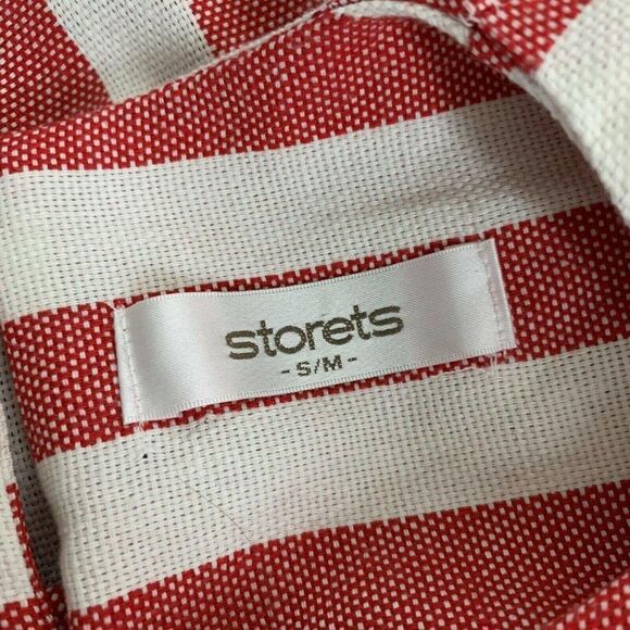 Storets Julia Two Way Mini Dress S M Red White Stripe Knit Pockets Pleated Front - Picture 5 of 5